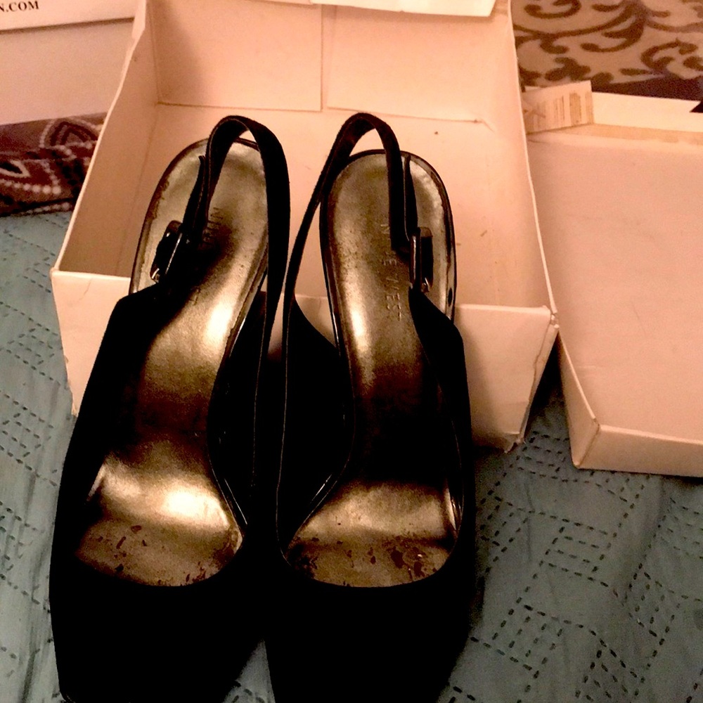 Black suede heels